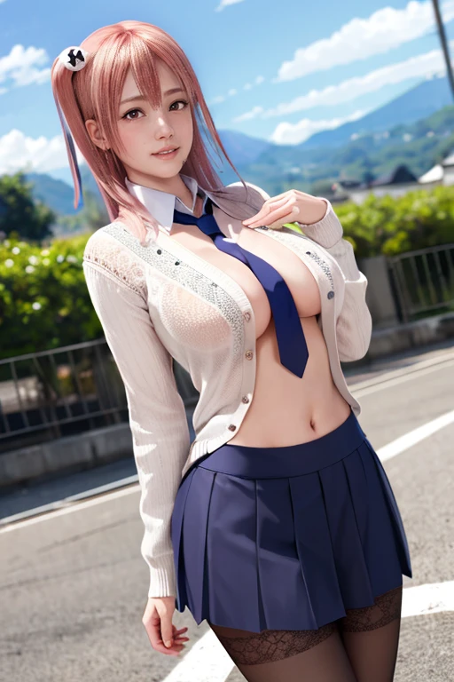 (masterpiece, best quality:1.2), in the Sauna full of Steam , honoka dead or alive , skull hair ornament , wet clothes, soaked, wet hair, wet skin, translucent, glistening with oil , dishevelled , solo, 1girl, school girl uniform , steam , plaid skirt , pleated skirt , The shirt is tight. , white shirt , school girl , red bow , red knot , red eyes, intricate, highres, 8k, detailed hair , wet and sweaty , wet white shirt , clothes were so wet that her breasts could be seen , Soak in water  , big breasts