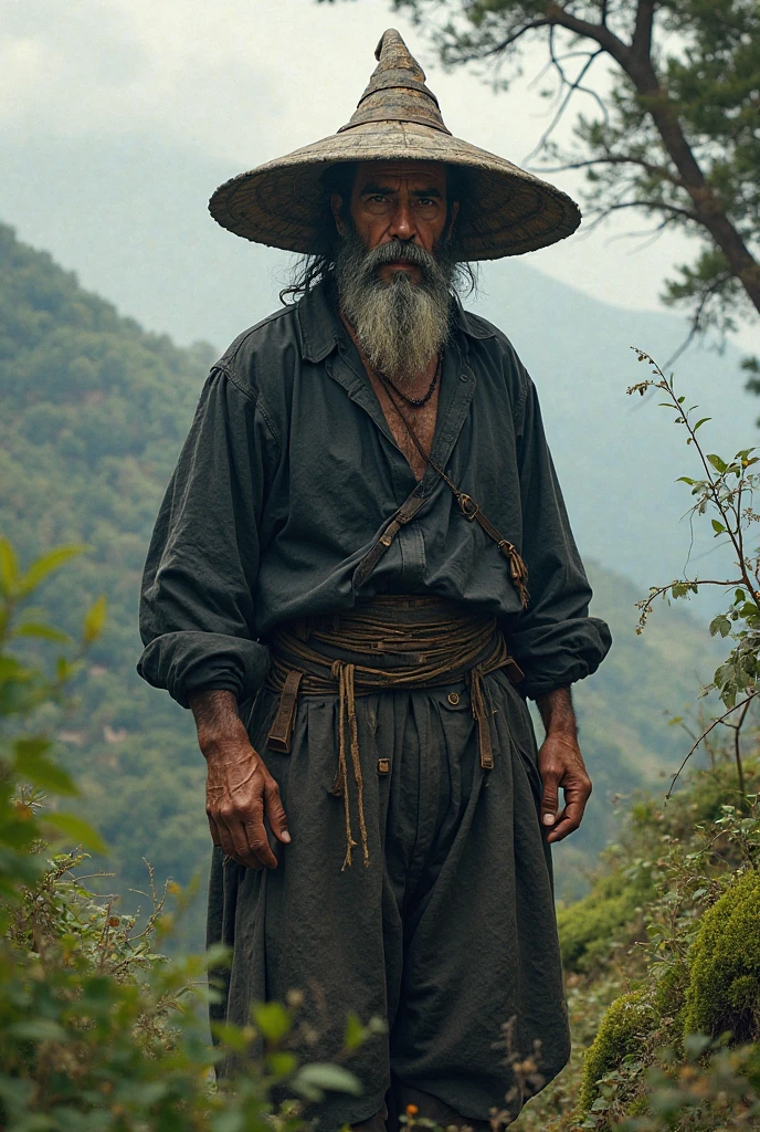 A man of the Araona culture (Bolivia), to wear their typical clothing, and is found, hunting wild boars