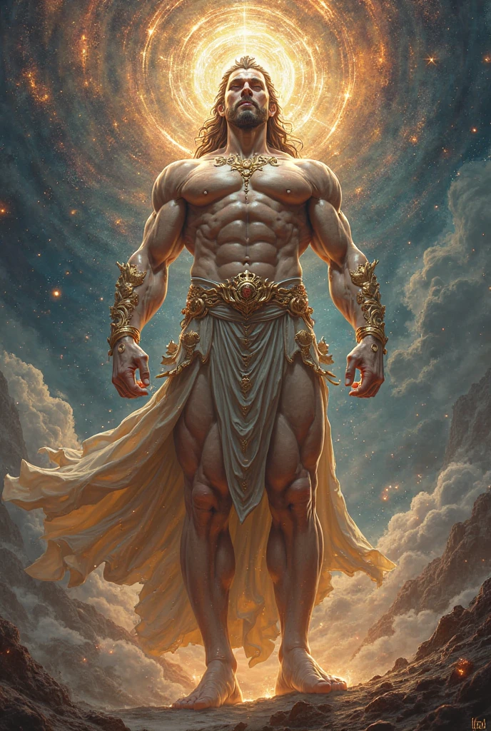 (masterpiece) create a ultra realistic Portrait of a strong and handsome male winged god. The god should have a confident and powerful expression on his face, with piercing eyes that convey his strength and wisdom. His hair should be long and flowing, and his skin should be smooth and flawless.As for clothing, the god should be adorned in regal and luxurious greek like garments, perhaps with a long flowing cape that billows behind him in the wind. He should be carrying a weapon of some sort, perhaps a sword of light or a spear of fire, to signify his strength and power. The overall mood of the image should be one of awe and reverence, with the god depicted in a majestic and god-like manner. The background of the image should be epic and grand, perhaps with clouds or mountains in the distance to further emphasize the god's divine stature. The final image should be awe-inspiring and leave the viewer in no doubt of the god's power and majesty. 3d render, octane render, cinematic, trending on artstation | Isometric | Centered hipereallistic cover  photo awesome full color, ,  hand drawn, dark, gritty, realistic  mucha, klimt, erte .12k,  intricate. hight definition , cinematic,Rough sketch, mix of bold dark lines and loose lines, bold lines, on paper , full body with silky dress, humanoid, Full body