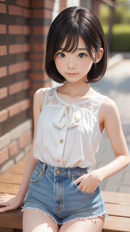 detailed face, cute face,brown eye, ((standing)) , (both hands on knee) , leaning forward , master piece , best quality , highly detailed , (matured female) , extra short hair, sidelocks-hair, japanese