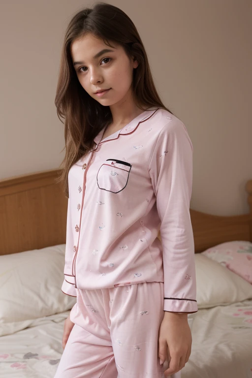 Cute Teens Small, throw, Looking at the camera, short hair,Pigtails hairstyle, Colored Hair, Pale pinkish white skin, Fly away, Captivating look, Sensual, Small and cute, shy, High resolution, 4K, Showing her little pussy、(( Wearing pajamas)), stuffed toy, 、,