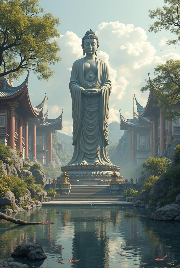 Create a park road image (axis) And there is the principal Buddha image of the Buddha Monthon. (In Bangkok)