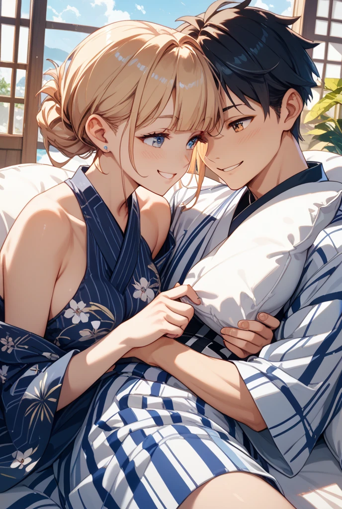Long haieed blonde man wearing a hawaiian shirt
