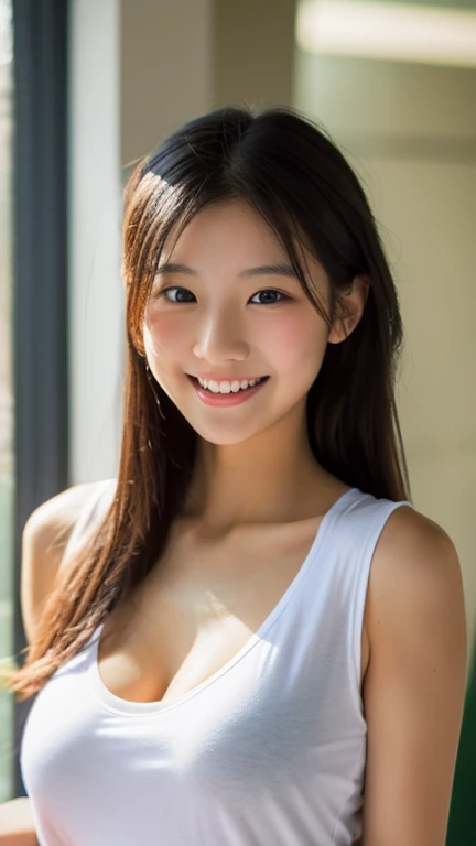 masterpiece,best quality,(Japanese ),((Beautiful girl)),cleavage,indoor,(perfect body beauty:1.2),(shy smile),beautiful teeth,
