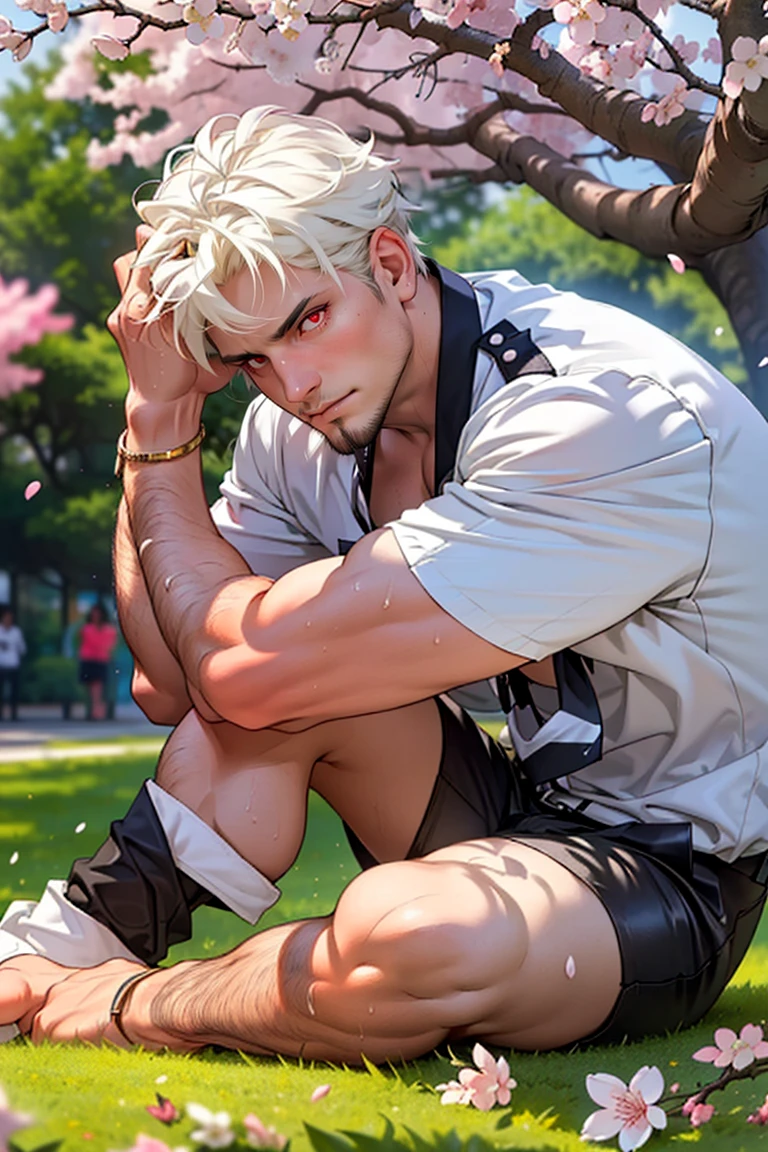 (最high quality, 4K), Beautiful woman, Ultra-realistic, 1 girl, (Huge breasts, Attractive body: 1.2), Abdominal muscles: 1.1, Dark blonde hair: 1.1, (Raindrops, Raindrops, Body gets wet: 1.2), Ultra detailed Face, detailed Lips, detailed Eyes, detailed, Armpit hair, double eyelid, Sensual low-neck dress, Open neckline, Saggy breasts, Side pose, Visible curves, Golden robe, good, Hairy armpits, Super Short Hair, ultra-thin good, Spread your legs, Big arms, Big biceps, Realistic armpit hair, Oiled, Sexy pose, bodybuilder, masterpiece, 最high quality, high quality, High resolution,