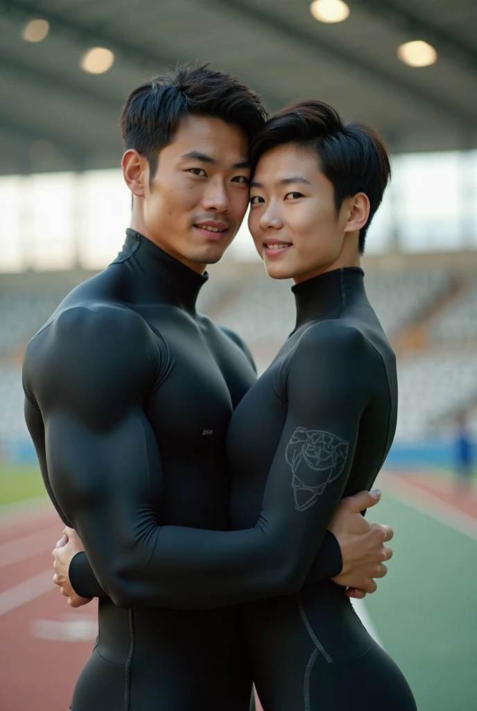 ((masterpiece)), ((best quality:1.2)), High Resolution, 8k, (ultra_realistic:1.3), (photorealistic:1.4), sharp focus, (((3 naked boys))), (several naked boys), (mmm threesome), ((they all have the same height and body shape)), ((sandwiched:1.6)), (looking down), ((wet long blue sleeves compression bodysuits expose the penis:1.2)), beautiful muscular naked men, messy short black hair, (manly), muscular men, (bright white skin), blush, perfect male cute face,  ((clean shaved face)), ((clean shaved chest)), broad shoulders, muscular arms, (biceps and muscle triceps detailed:1.3)), thin muscular thighs, (large pectorals), (narrow waist), (hip bones), detailed bottom, Sufi style hair the 3boys, one boy with a naughty face, another serious boy and the other with glasses and smart face, long big penis, man penis, errected penis, cumshot, 