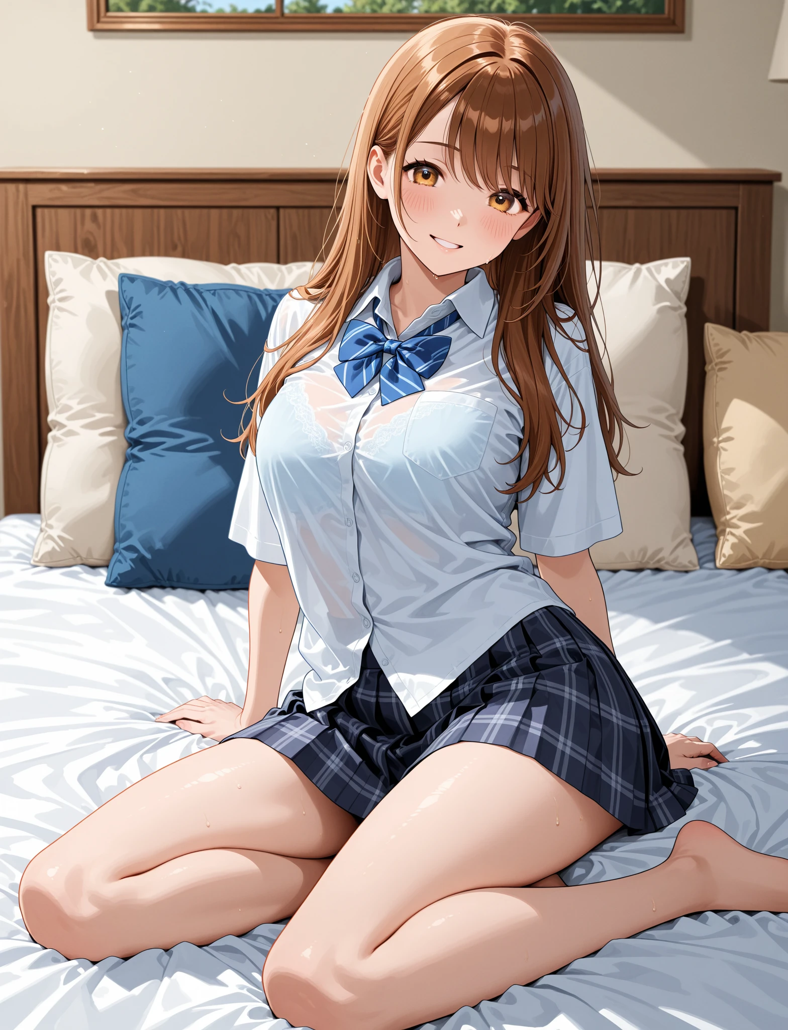 (Masterpiece: 1.2), (High quality: 1.2), College girl sucking a penis, Delicate features, Rosy cheeks, Seductive expression, Short blouse, Miniskirt, High heels, Long wavy hair, Pouty lips, Intense gaze, Hourglass figure, Sexually provocative pose, Bed background, Detailed shadows, Realistic textures: 1.5
Masterpiece, high quality, realism, College girl sucking a penis, Cunning smile, Miniskirt, Short blouse, High heels, Auburn hair, Captivating green eyes, Sensual curve of her body, Intimate setting, Detailed textures: