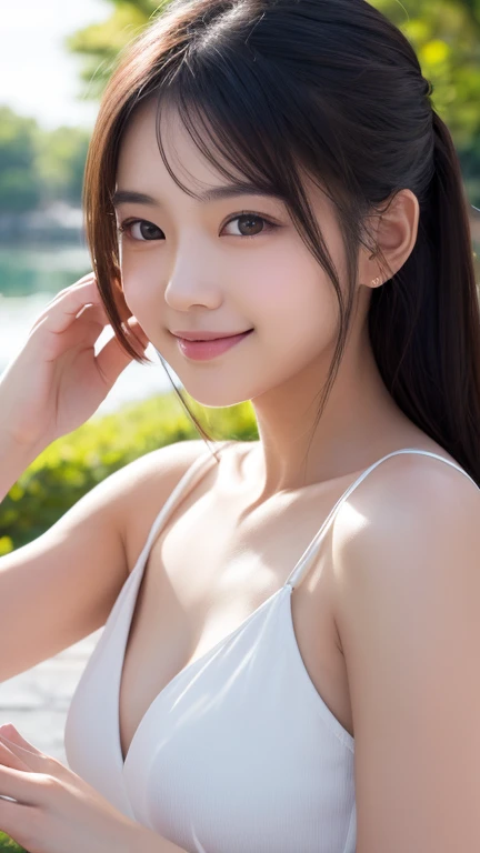 (Highest quality, 4K, 8k, High resolution, masterpiece:1.2), Very detailed, (Realistic, photoRealistic, photo-Realistic:1.37)、Japanese、smile、One Girl、Gal Makeup