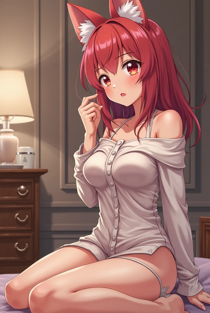 best quality, highres,uzumaki_kushina,Slender、small face、blue eyes、tall、In town、long hair、ponytail,(white short sleeve t-shirt:1.4 BREAK)、(black skirt:1.2)、(beautiful woman:1.5)、25 years old、Mature、midriff peek,(off-the-shoulder:1.3)、(I can see the cleavage:1.3),face on front ,full body
