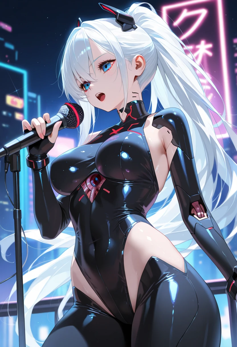 high image, super detail, high resolution, anime, manga, illustration, cute woman, amorous expression, seductive look, alluring moist half open lips, flowing layered messy half-up knitting silver hair style, sparkling eyes, huge breasts, under boob, great proportion, perfect proportion, slender, full body, background Northern Renaissance style, fantasy, galaxy, magic circle, kaleidoscope, give off rainbow and gold neon light many lines radially from floor and ceiling, cyber punk, water splash