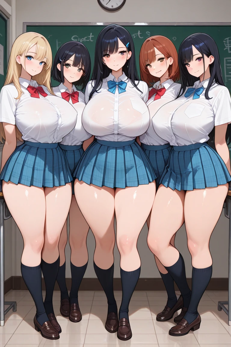 nsfw,((THREE student girls)),((Perfect body,))((Super beautiful,))((High quality,))nipple,gigantic breast,(free hairstyle),((Gal,)) (Free hair color), long eyelashes,Smile,(Almost undressed worn out vest school uniform),white sexual underwear, ((very short pleated skirts)), ((thigh-high socks)), collars,Heavy breathing,saliva, sweat, Sweaty and wet all over,captivating smile,pov, Looking at Viewer,Sweaty body,love juice dripping from her crotch,bowtie,night in bed room,(Lifting up the hem of her skirt to show off her crotch),(satou kuuki style,)((lie down on bed)),THREE beautiful girls are pressing their breasts against each other,((spread legs with her hand,))Thigh-high socks, pantyhose,see-through,
