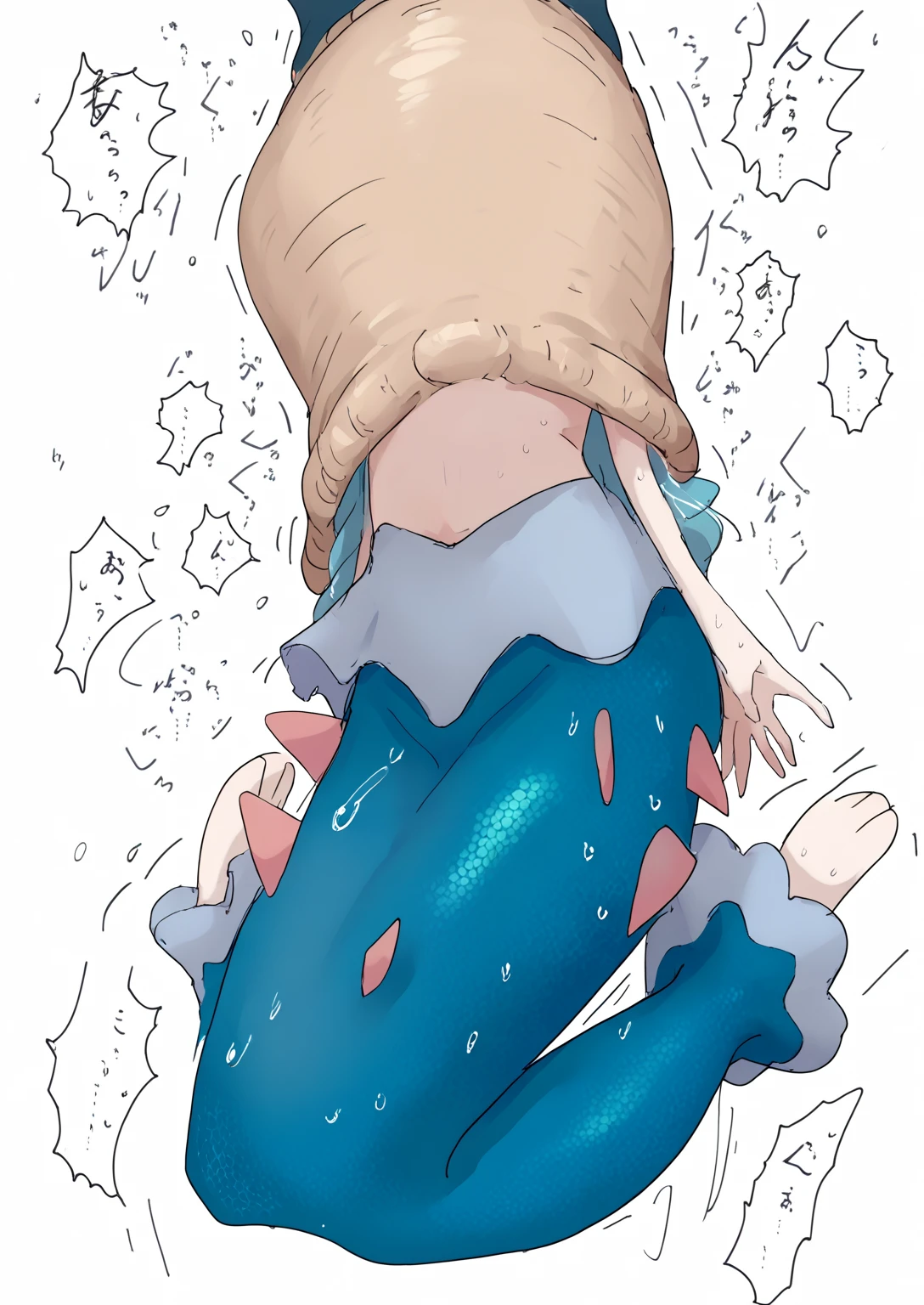 Gray Hair、 face、short hair、naked、(R18、front、Small breasts、Hanging upside down、Show off your pussy、Hands restrained、Ahegao、tentacle rape、Creampie