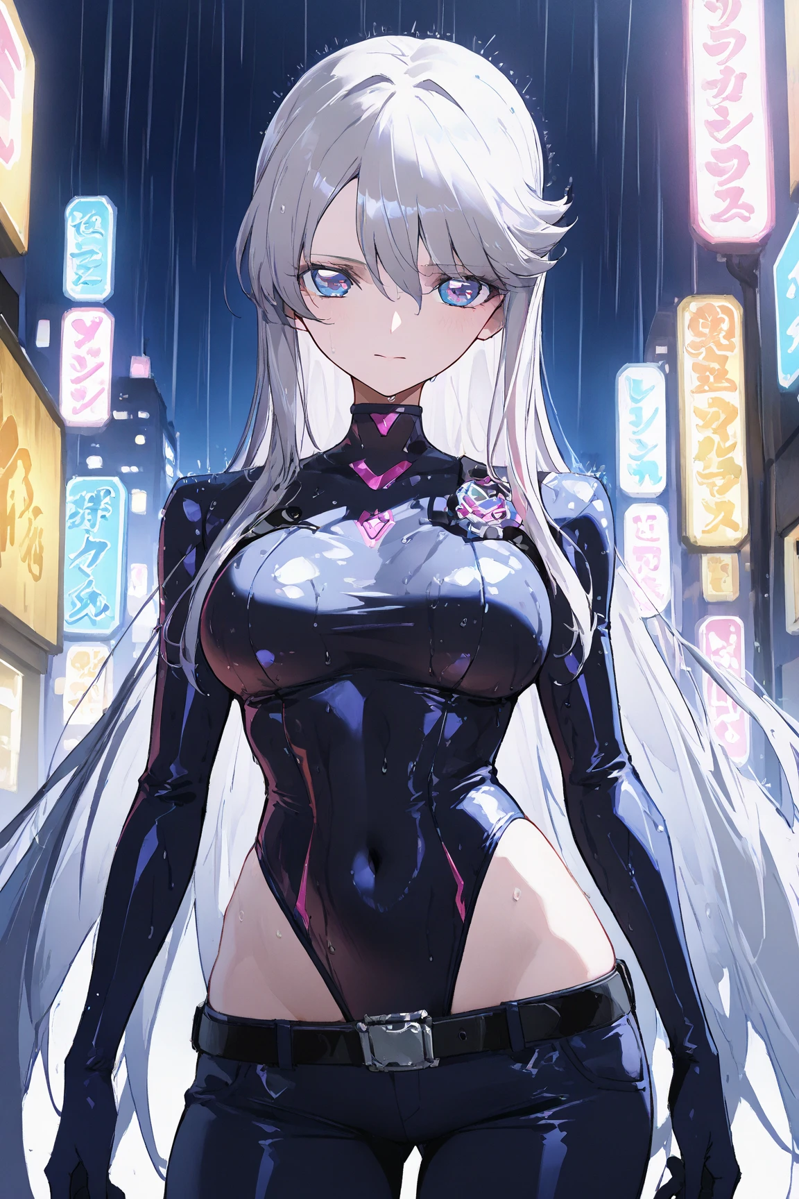 (masterpiece, best quality, detailed), 1girl, solo, looking at viewer, caenis, animal ears, (dark skin, dark-skinned female:1.4), large breasts, long hair, hair intakes, hairband,
<lora:spidergwen:0.9>, hooded bodysuit , spidergwen, outdoors, rooftop, day, cityscape, blue sky, cloud, scenery, railing, dutch angle, fighting stance, clenched hands, legs apart, smile, closed mouth, smug, v-shaped eyebrows