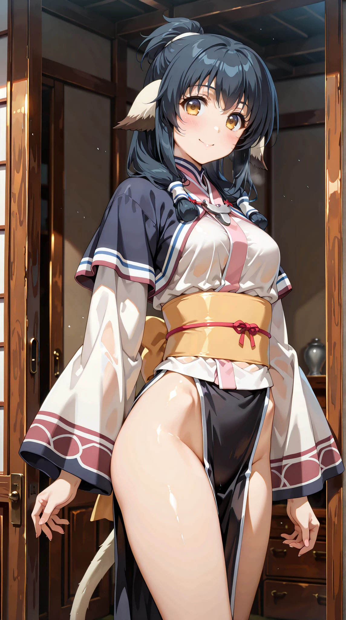 (masterpiece, Highest quality:1.2), Highest quality, Cowboy Shot, One person, One personで, yukata, Butt, Troubled face, turn around