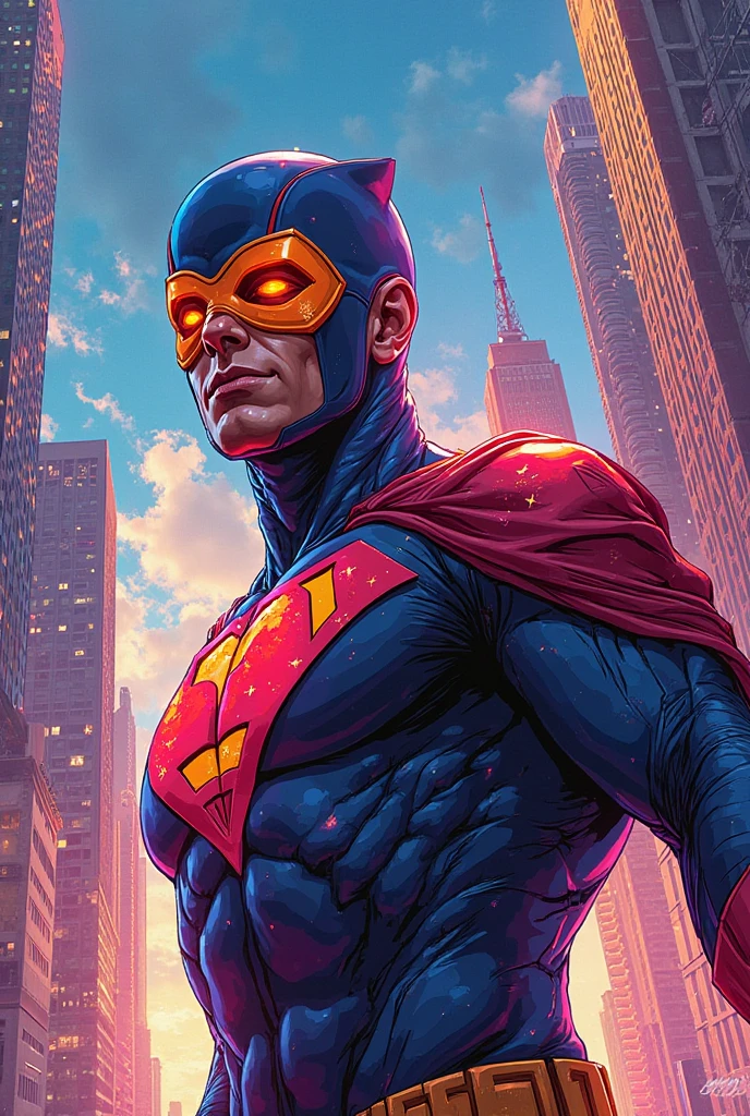 illustration of a beautiful superhero with kaleidoscope eyes, dystopian city, full body, 10k high resolution, raw photo, vivid colors, dark surrealism, chiaroscuro, realistic, low key lighting, Award winning, 10k high resolution, sss, high quality macro photo, Richard Corben Style <lora:Richard Corben Style:1>