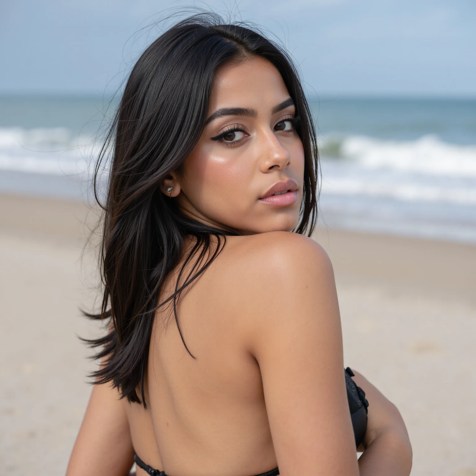 sexually excited woman (maite perroni: wamiqa gabbi:0.5), wearing swimsuit,
wide angle camera, dynamic pose, Round breasts, dark black hair, wavy hair, seductive, voluptuous look, woman wants sex, woman is eager, woman shows great desire for sexual intercourse