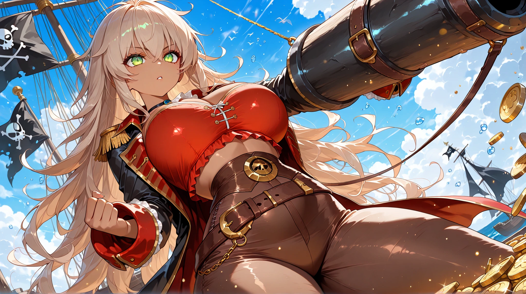 1female,age 5,Small loli,smallunderboob, 独奏,(Background with:the sea,ports,warships,snow mountains,at winter season,Snow on the ground,exteriors,) She has long pink hair,Stand on a warship,Sweat profusely,drenched all over the body,seen from the front, hair straight, mostly cloudy sky,(((tmasterpiece),(Very detailed CG unity 8K wallpaper),best qualtiy,cinmatic lighting,detailed back ground,beatiful detailed eyes,Bright pupils,Blue eyes,(Very fine and beautiful),(Beautiful and detailed eye description),ultra - detailed,tmasterpiece,)),facing at camera,A high resolution,ultra - detailed),revealing breasts,Bare genitalia, Bulge,legs are open,Raised sexy,Camel toes,Flushed complexion,Smile,Desire for dissatisfaction,frontage,military officer,Officer's cap(Wearing:Red cape,down jacket,Black winter officer uniform)