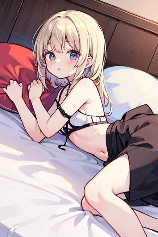 Tanya von degurechaff, croptop, armpit, no pants, touching her pussy, smooth skin, bedroom, masterpiece, Top quality, Ultra high definition, Maximum resolution, Very detailed