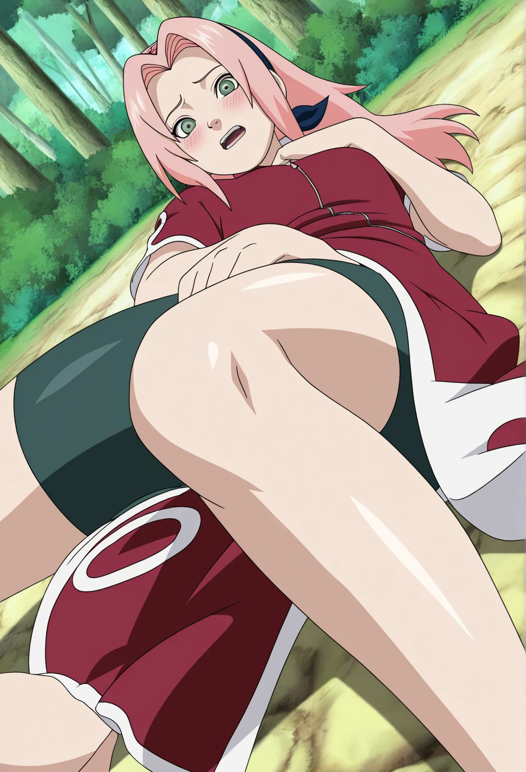 full body, uzumaki kushina, Kushina Uzumaki, masterpiece, high quality, UHD Quality, 4k Quality, perfect, perfection, perfect all,
long red hair, hair ornament, swept bangs, gray eyes, hairclip, perfect face, ((perfect body)), perfect hair, expressive eyes, Soft smile, perfect waist, blushing, naked, spread legs