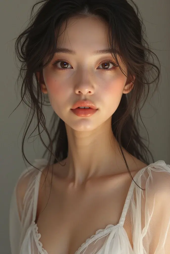 Highest quality, masterpiece, Ultra-high resolution, (Realistic:1.4), RAW Photos, one person's, Off the shoulder, Deep Shadow, Moderate, short hair, roadside, 20-year-old,Cute Face, Tight shirt,(head shot:1.5)