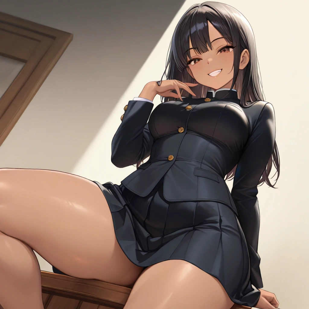 one woman, teacher, black long hair, black pencil skirt, white button shirt, wide spread legs, spread legs, long legs, showing panties, fancy red panties, wet panties, soaked panties, focus on panties, looking at viewer, street, outside, sunny, tall woman, black thigh highs, full body, wanting sex, NSFW, NSFW, blush 8k, high res, masterpiece, day, good looking (((masterpiece))), best quality, smooth shadows, hyper realistic textures, 8k, best quality, realistic cartoony features, stylized illustration, smooth shadows, correct anathomy, chromatic aberration, global warm lights, dynamic poses, expressive facial expressions