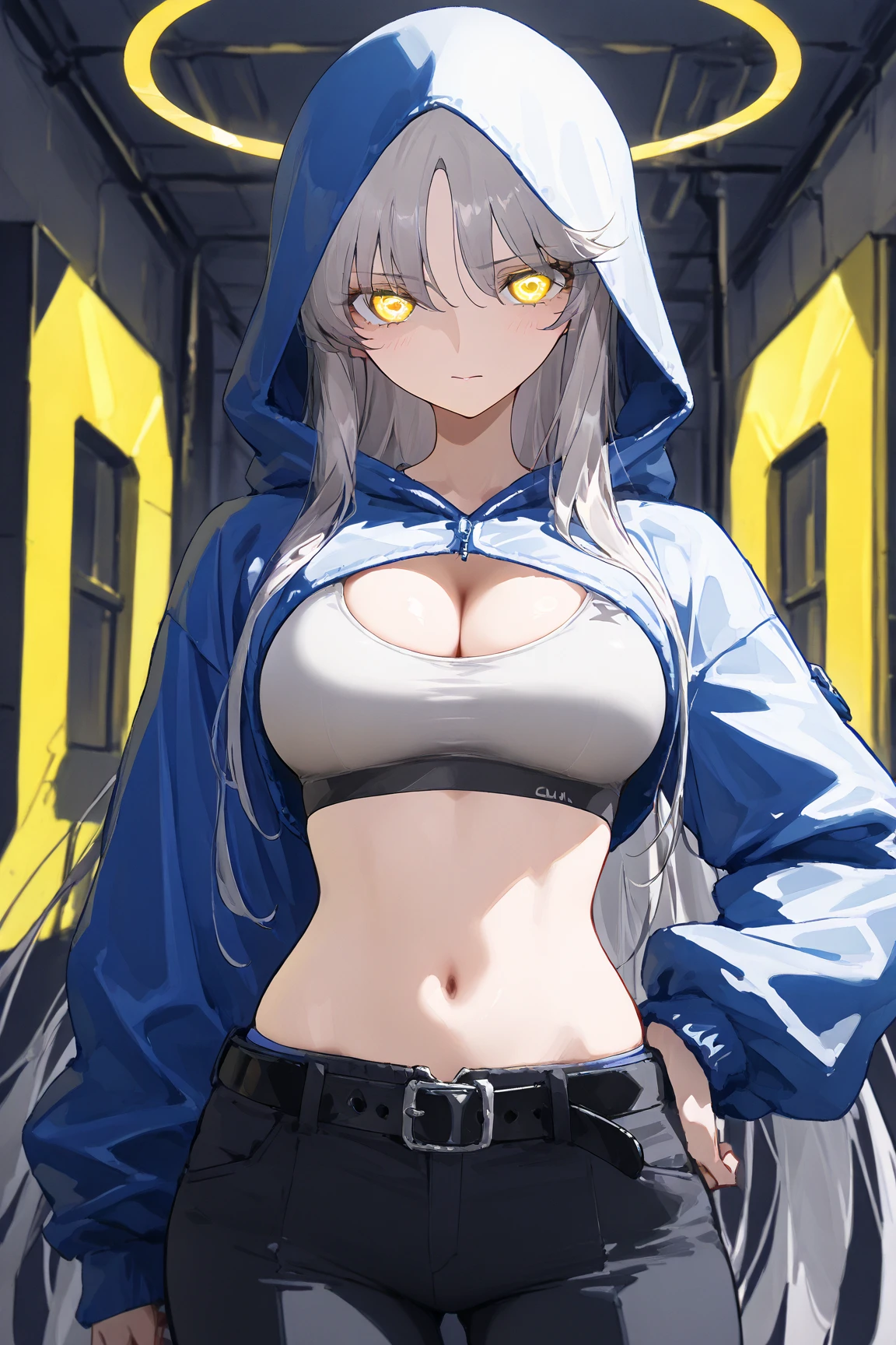 Masterpiece, Best Quality, Beautiful Girl, Beautiful Face, Rain, Storm, Hooded Coat, Big Breasts, Cleavage, Sexy,