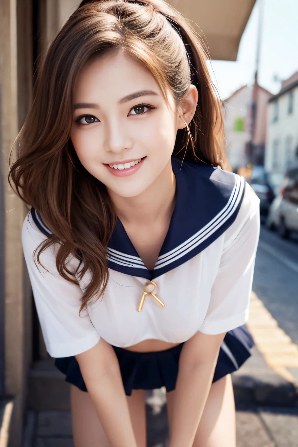 idol,close-up,photo, film, depth of field, model,((pussy)),(((no pubic hair))),looking here,1 girl,(((young))),((little body)),(((smallish body))),greeting,(((cute))),(((young face))),raise your hand,cute,smile,NSFW,uniform,((sailor colar)),(((bottomless))),(((no panties))),((pussy)),no pubic hair,(((female celft))),cool face,long sleeves,standing,indoors,school,slender,(((thin body))),(flat chest),visible navel,talking,(((thin thighs))),