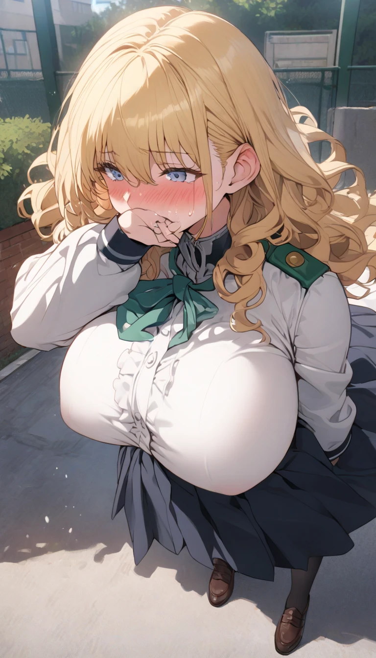 masterpiece, best quality, very aesthetic, absurdres, 1girl, mature_lady,huge oversize , grabbing own breasts,embarrassed,blush,tears in eyes, sweat,(Cum on breasts), ,Lynette, animal ear fluff, Animal ears, Cat ears, facial mark, Hair Bow, Purple_eyes, Brown hair, Star, Star on cheek, bow, green bow, Leotard, Long sleeves, miniSkirt, pantyhose, top_hat,,in heaven,floating_hair,