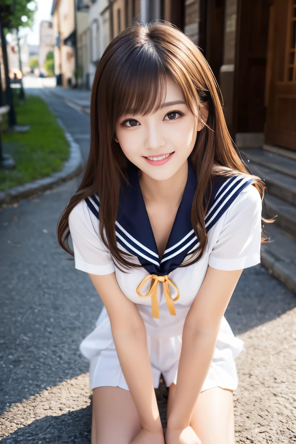 4K,A smile that makes you want to hug,(A girl wearing a Japanese high school uniform),Illustration,Fun atmosphere,Twinkling lights,Best quality super detailed,Vibrant colors,Cozy,romantic,Cheerful,Warmth,Happiness,Magical,Holiday spirit,pure love and kindness.、off shoulders、short-cut、a baby face、a navel,