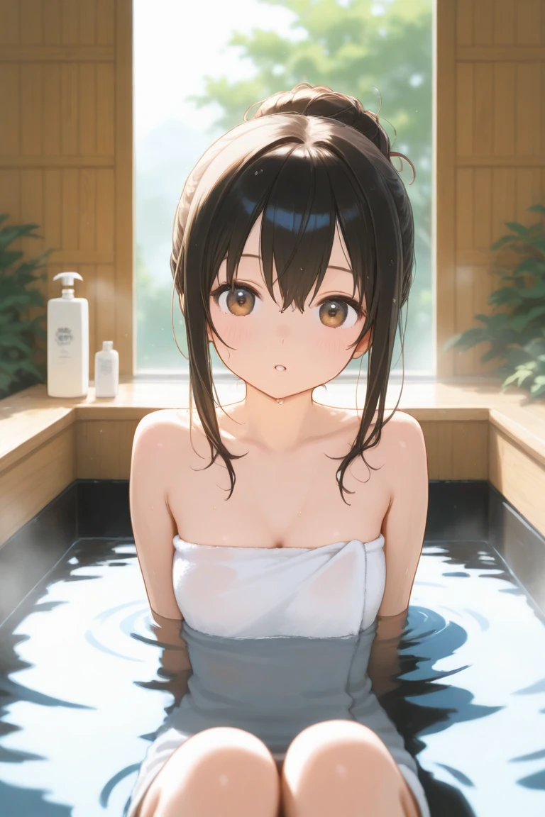 masterpiece,highest quality,Very detailed,One girl,alone,Scared,Panic,The pupils constrict,shout,Raise your eyebrows,Are crying,Eyes Wide Open, Swimsuit, One piece swimsuit, White swimsuit, Idol Master, Miho Kohinata, Black Hair, Short Hair, Watery eye, Punishment, Crying face, scream, I am in agony, Desperately struggling, whole body, shame, boiling water,steam, whole bodyが水槽の中, Bright red skin, Withstands the heat, Being boiled, Boiled in a pot,Ironing, Transparent bathtub, Constraints, Hanging