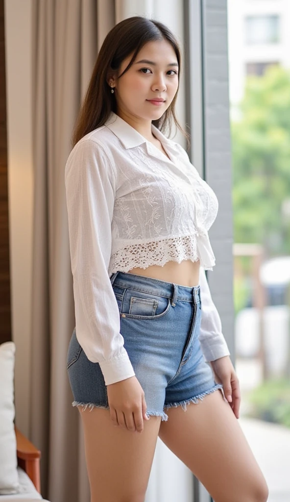 (Looking directly at viewer:1.4),(look at viewer:1.4),(tight skirt:1.3), (denim skirt:1.4),(sexy panties:1.3),(light pink panties:1.3),(sexy panties:1.3),(,(Big eyes:1.2),(double eyelies:1.3),(long eyelashes:1.2),(Extremely beautiful face, Beautiful lips, Beautiful eyes),(big smile:1.5),(happy smile:1.3),masterpiece, Raw photo, Best Quality, Photorealistic, Highly detailed CG Unity 32K wallpaper, intricate detailed face, ((Ultra detailed skin)) , Cutest Pretty Japanese girl, Super Idol, Clear eyes, (Big eyes:1.2), thick thighs, balanced elegant face,(small mouth:1.1),drooping eyes,