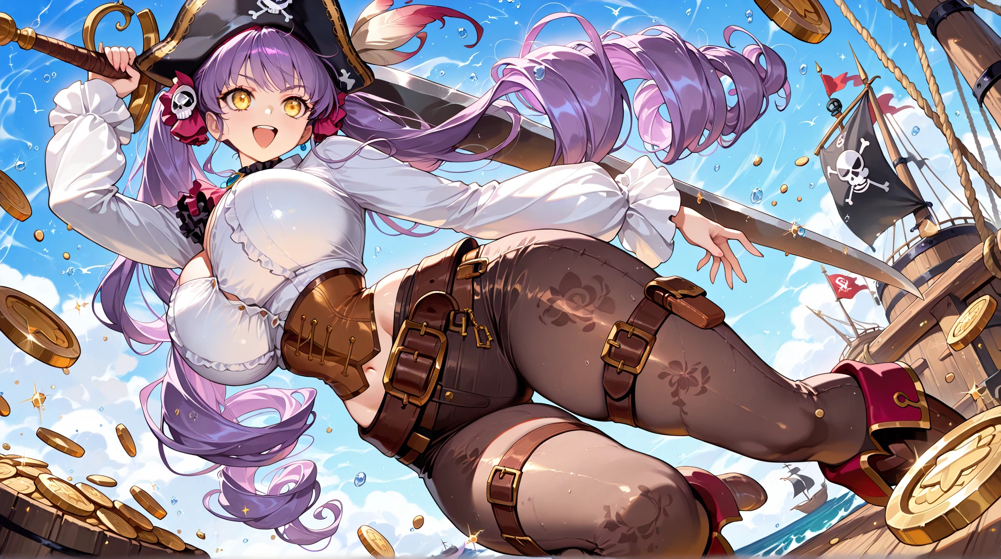 1girl, nsfw, bleached light blue violet hair colour, asymmetrical haircut bob, cute, sexy pose, full body, purple violet skimpy magician clothing, d cup breasts, thicc, big breasts, big hips, white skin, petit, standing, anime girl, 2d, 4K, masterpiece, high quality