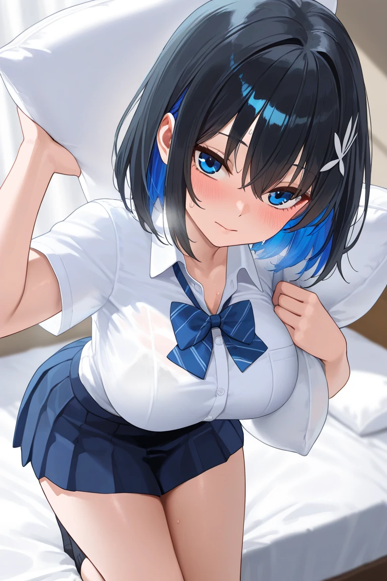 (((masterpiece))), (((highest quality))),(((detailed))),(((perfect cute face))),((Perfect beautiful eyes)),(((Highest image quality))),(((Big breasts that are about to burst:1.5))),(((narrow waist))),(((thick thighs:1.3))),(((raise both arms))),(((open your legs wide:1.3))),(((lying on white sheets:1.2))),(black hair),(straight hair),(((bangs))),((beige sleeveless sweater)),(Tight Skirt),((pink underwear)),((((crying face))),((blush)),((frightened face)),((looking at the camera)),((shiny skin))nude,Cow print costume、squatting、spread your legs、score_9, score_8_up,score_7_up, source anime,sound effect,
1girl,black hair, (1boy,hetero), vaginal sex, lying, (on back:1),
spread legs, missionary sex,cum shot,squirting,steam,
from above, pov,
BREAK
(tareme), (medium breasts), hanging breasts,
(school uniform, serafuku,skirt),
nipples, bare breasts,navel, (trembling),
BREAK
puiani,