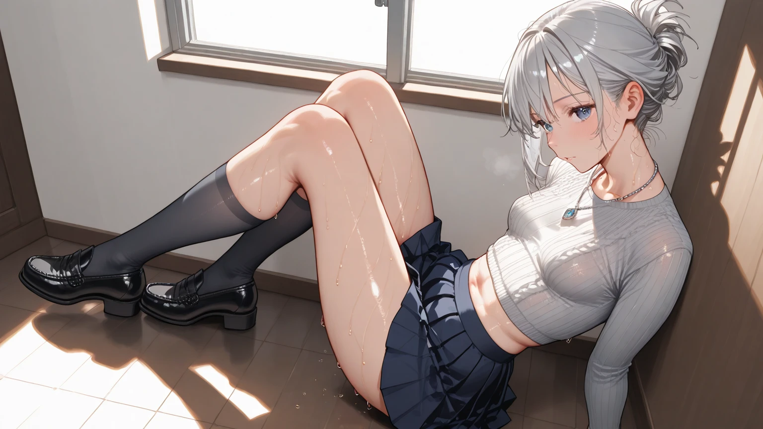 ((Perfect anatomy)), Legs spread, ((Out of focus except for the girl in the center: 1.4)), 18 years old, (Pushing up the skirt 1.3), Showing off her pussy, Watery eyes, Embarrassed, (Sperm coming out of her pussy) Come: 1.3)), Blushing woman, ((Top quality)), ((Masterpiece)), Cute adult woman, Beautiful face, Real body, Real eyes, Crying, Tears shed, See-through, White knee highs, Panty shot, (Vagina Internal : 1.3)), Wet panties that dig in, legs spread, (Tucked up miniskirt: 1.3), Underhiny skin, sweating: 1.4) The hands of the groping men: 1.5))),, slender,