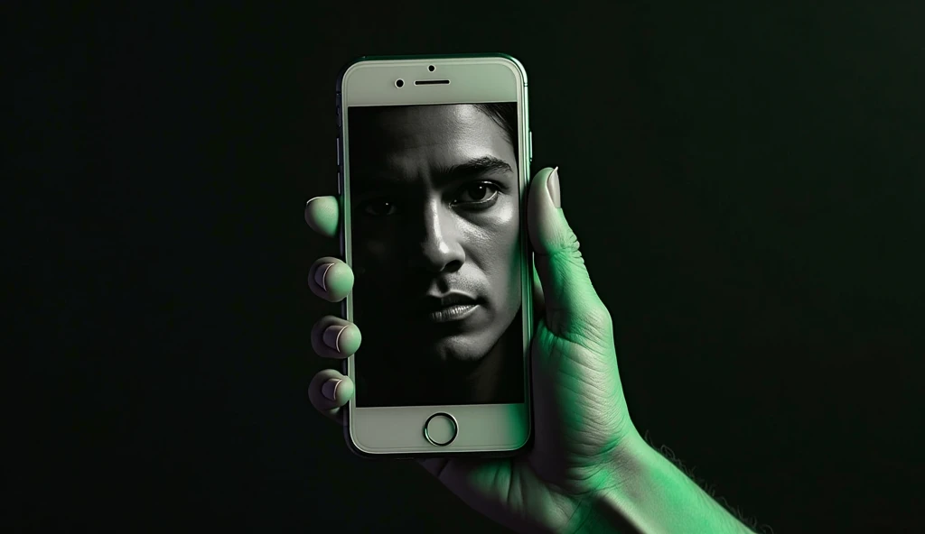 I want a black and green image with a chest coming out of the WhatsApp icon
