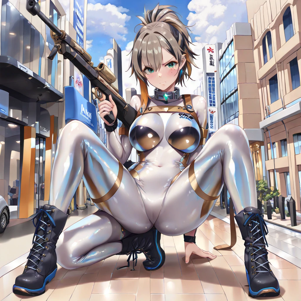 ((Highest quality)), ((masterpiece)), (detailed:1.4), 3d, Perfect Anatomy, detailedな筋肉のリアルなmasterpieceを持つカメラを見ている美しいサイバネティックガール, Beautiful cyberpunk woman image,High resolution (High Dynamic Range),Ray Tracing,NVIDIA,Super Resolution,Unreal 5,Scattered beneath the surface,PBR Texturing,Post-processing,Anisotropic Filtering,Depth of written boundary,Maximum clarity and sharpness,Multilayer Texture,Albedo and Specular Maps,Surface Shading,Accurate simulation of light-matter interactions,Perfect Proportions,Octane Rendering,Two-tone lighting,wide aperture,Low ISO,White balance,Three-part method,8K RAW, Active Pause, Action pose, Stretch your toes, Gold Parts, fringe, Short-haired, Back view, coastal,(A faint smile),(Background is Moon:1.1)(From below),(squat:1.3),(Spread your legs:1.3),(Show your crotch:1.3),masterpiece,8k,Silicone Skin,