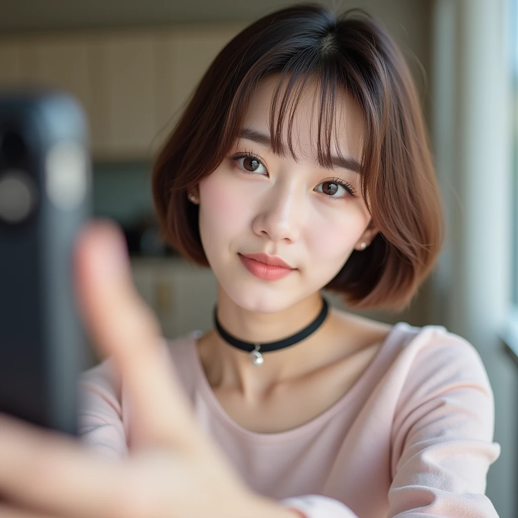 best quality, face focus, soft light, (depth of field) ,ultra high res, (photorealistic:1.4), RAW photo, ambient occlusion,standing ,posing,(portrait:1.4), office,
1girl, solo, cute, shy, (smile:1.2), (brown eyes,catch light), detailed beautiful skin, (dark_hair, short_hair ), (white shirt , black pencil skirt)