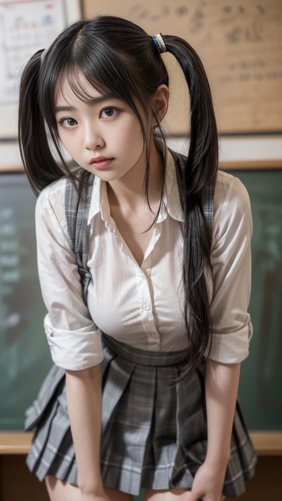 One is wearing a suit,With braids,Cute girl wearing stockings,Some shyness