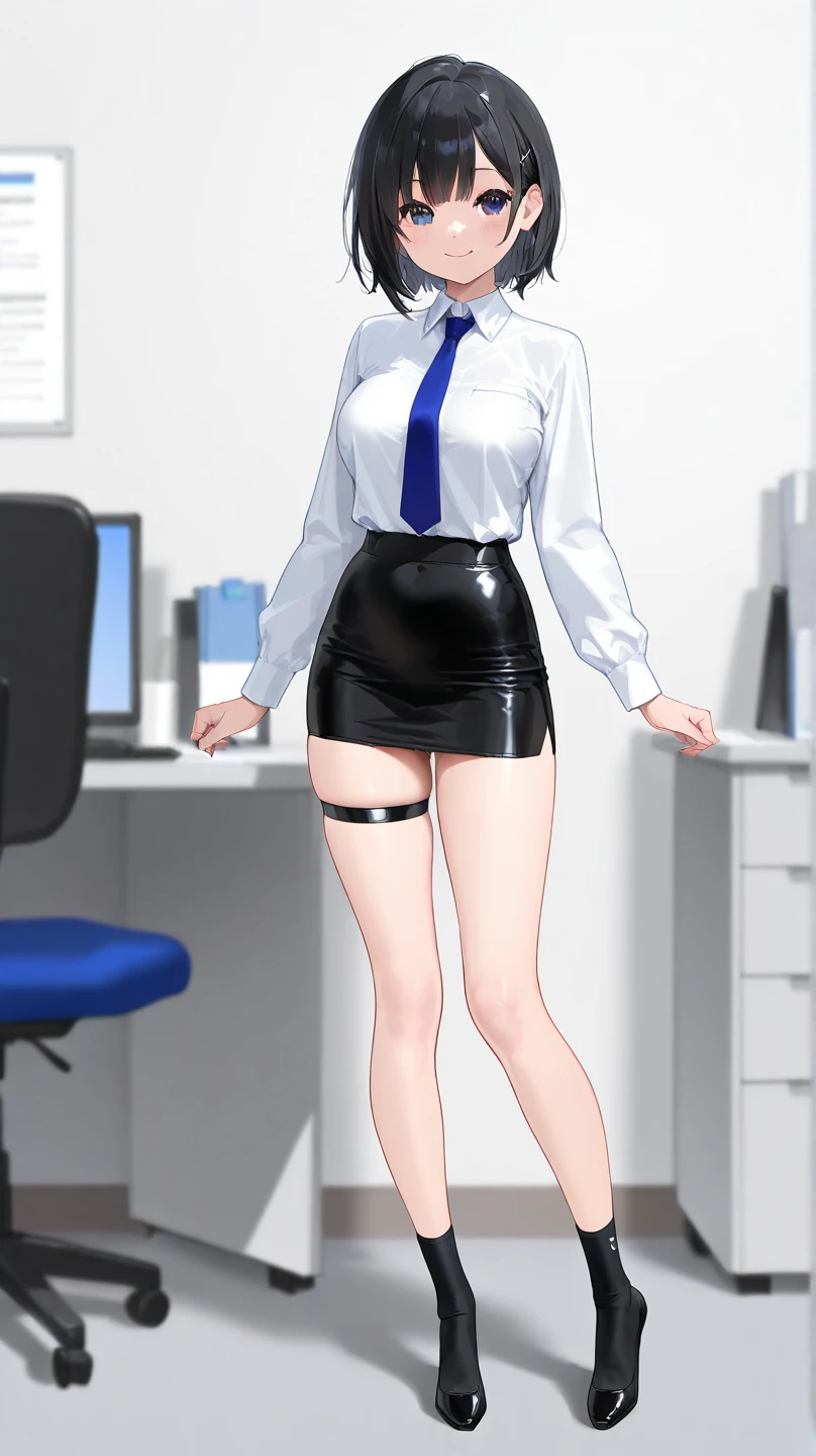 masterpiece,conference room,Five fingers,Blonde Hair,Black recruitment suit,Open blouse,Wearing a micro miniskirt,Spread your legs and make an inviting gesture,