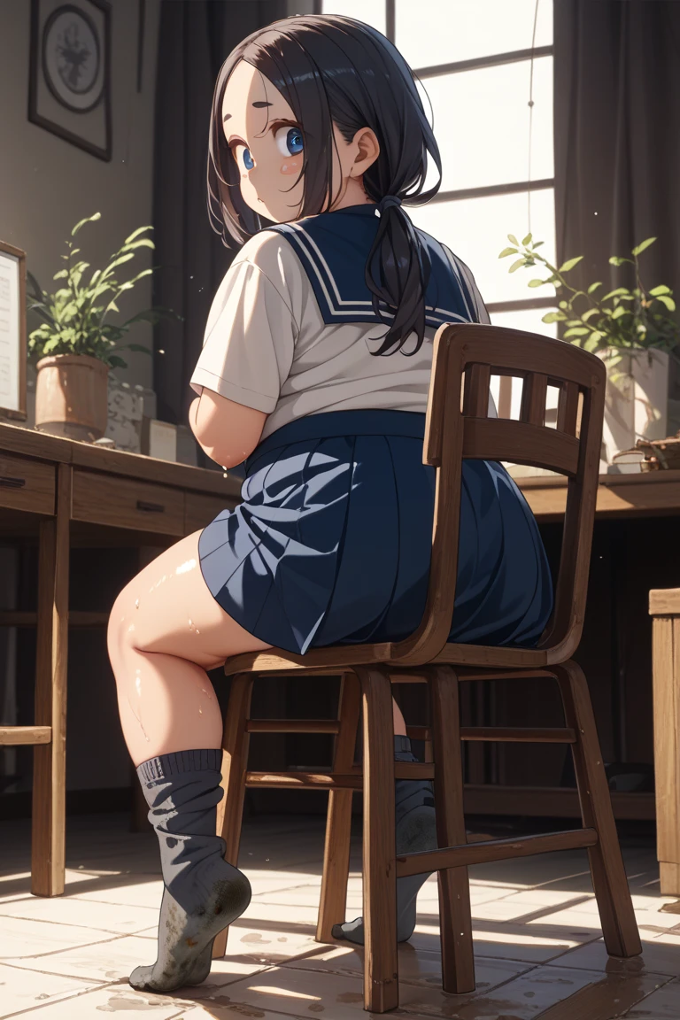 (masterpiece), (One serious civil service commissioner: 1.3), (Super thick and plump body: 1.3), (Huge breasts and buttocks)), (Small Head: 1.2), (Very small uniform)), (Shiny skin: 1.2), (A speech while crouching in the stands in the schoolyard in the morning)), 1boy, penis, doggystyle, from behind, spreadassms, chubby body, fat body, short,ultra detailed, masterpiece, best quality, blush, a woman, rolling eyes, open mouth, school girl, wearing , wearing glasses, classroom, sunset, light particles, hdr, brown grey hair, midium wavy hair, shiny hair, bang, single braid, clear grey eyes, Smiling Kiss, Rolling Eyes, Tongue Out, アニメ ,orgasm face, sexual climax, bitch, back shot, back view, low angle, from below, back view, arched back, looking back, all fours, chubby body, BIG ASS , ahegao, saliva, BBW, slender waist, anal, seiza, hands on head, rolling eyes, white eyes, Hand Drawn, Showing Ass, Bobcut, Ahegao, White of the eyes, Knee socks, Poop sitting, (Super thick and plump body: 1.3), Butt sticking out, Close your legs, seiza, spread legs, pleated skirt, Stretch your arms back, long pleated skirt, I can't see your butt, Buttocks hide, Reverse cowgirl position, Arm grab back, Arms folded behind back, Super big butt, Awesome numbness , Plump , Chubby , Scat, fat, Butt sticking out, From directly behind,