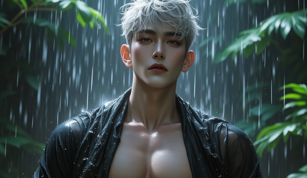 A young boy with white hair，fair skin，handsome，The triangle briefs are wet, so I took half of them off.，裸上半身Soaked in milk，Showing six-pack abs and chest muscles with water droplets on them，Soaked in milk，纖細長腿Soaked in milk，There is a big protrusion from below and milk is spurting out，Soaked in milk，Tilting their head back, they wore an expression of comfort.，Milk flows from the corners of the mouth，Sticking out tongue，Drinking milk，Very shy expression，Milk flows from the corner of the mouth，covered in milk，soak in milk，There&#39;s milk on your face too，Milk flows from the corners of the mouth，身上Soaked in milk，Complete character，To the light，The light shines on the abdominal muscles，milk everywhere，Hands touching one&#39;s body