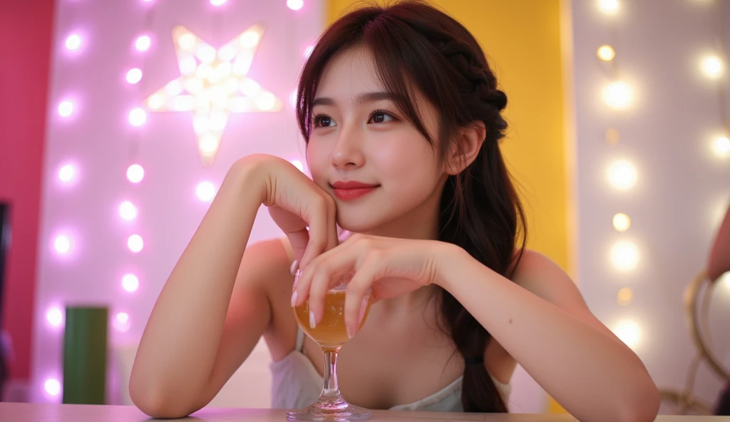 ((Highest quality、、masterpiece:1.3))、1 male、1 female,36 years old 39 years old、Put the light on my face、Slim Beauty、Beautiful couple、Upper Body、smile、 (Slim face), (the body is スリム), (Brown Hair), (Shortcuts), テーブルのフルコースディナーとwine glass、Amazing view of the sunset sky and clouds、smileの美しさ、Wine bottle、sparkling wine、Long sleeve shirt、dress、White wine, red wine, wine glass, Beautiful fine grain, Depth f/2,saturation, High Contrast, Strong light and shadow,Moist Body:1.5、 texture、The hair is very shiny、