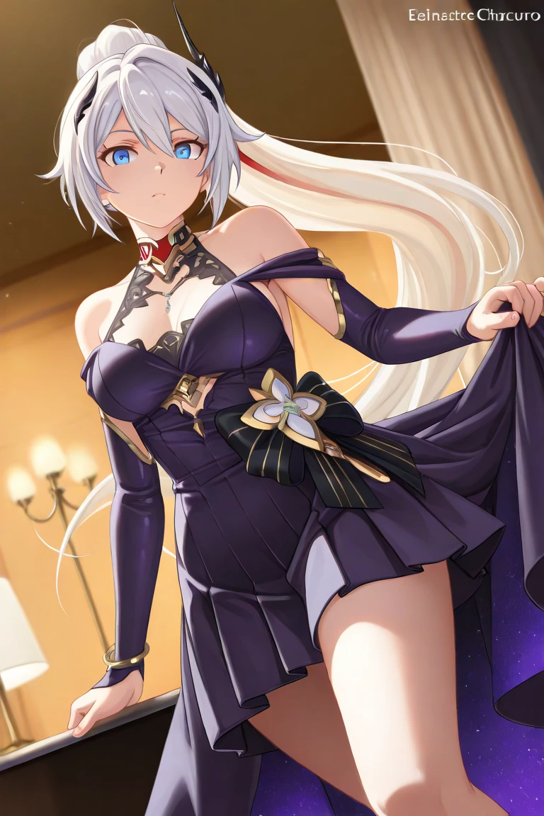 highest quality、masterpiece、pixie cut、big breasts、silver hair、purple eyes、male、Also々new、expensive、alone、woman、OL
