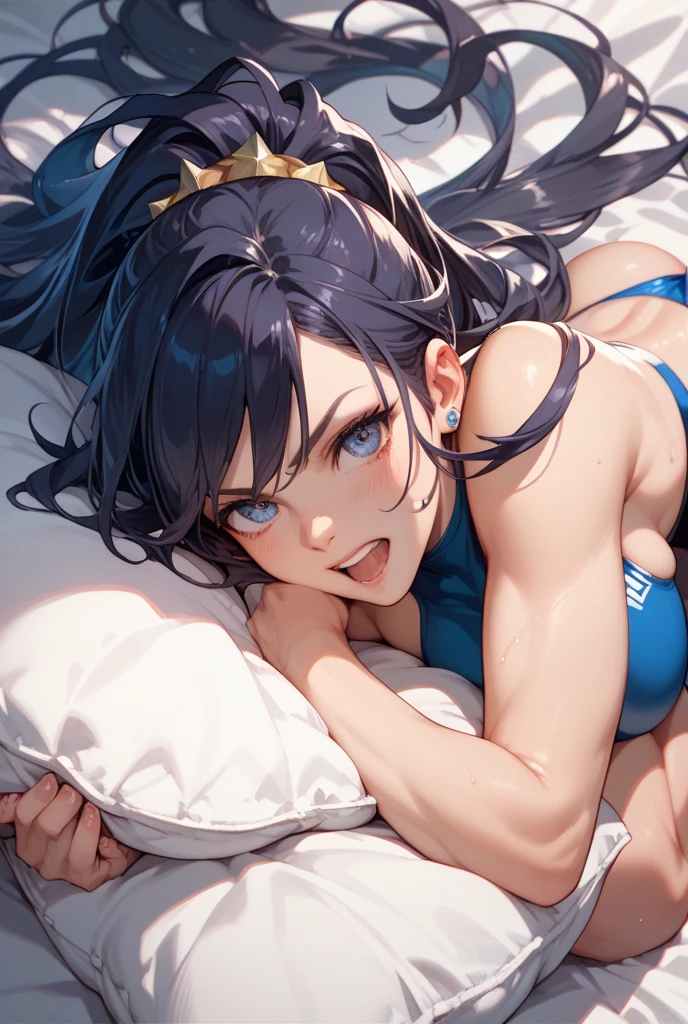 black hair, long hair, bulge to ass, outfit-origami, halo, veil, navel, elbow gloves, tattoo, breasts, epic art, fantasy, 1girl, solo, looking_at_viewer, lying, breasts, on_stomach, parted_lips, "long shot scenic professional photograph of {prompt}, perfect viewpoint, highly detailed, wide-angle lens, hyper realistic, with dramatic sky, polarizing filter, natural lighting, vivid colors, everything in sharp focus, HDR, UHD, 64K", anime coloring, anime screencap, sweating, steaming body, fog
