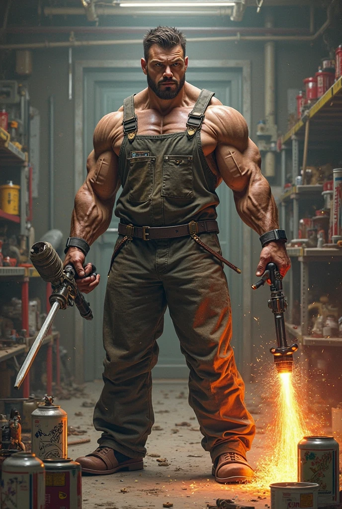 electrician bodybuilder with tools