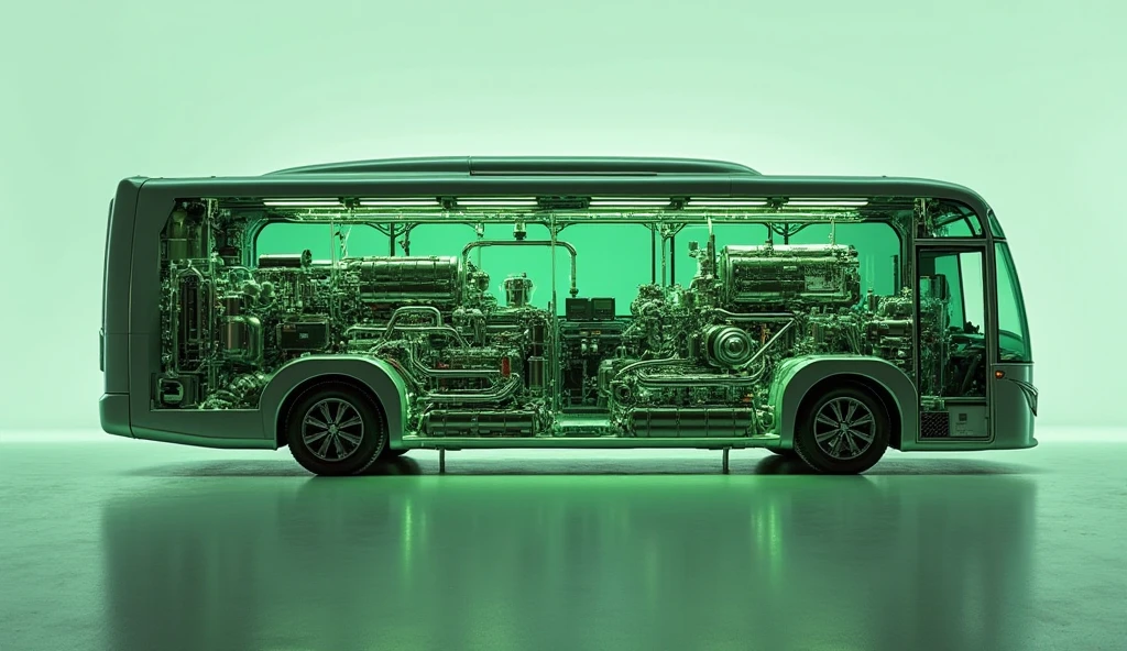 gelatintech Mint_green mechanic repairing a car engine see-through, transparent, scifi <lora:GelatinTech-20:1>