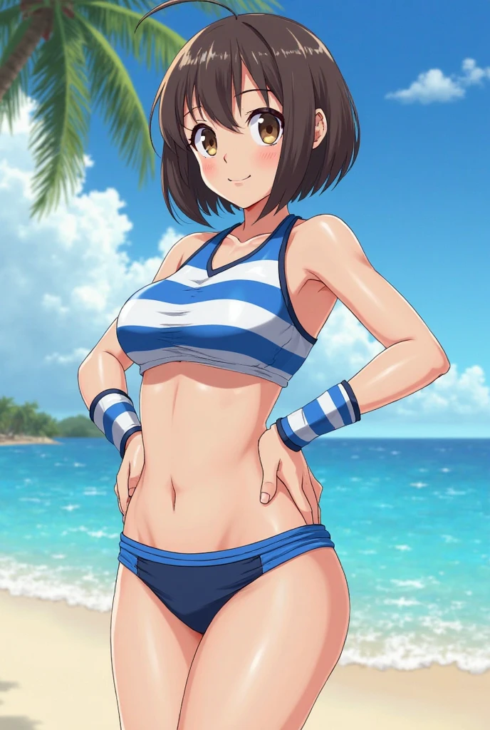 Shigure Kai 3 KanColle Bikini Shirt Ribbon Straw Hat Standing Seaside 8k High Definition