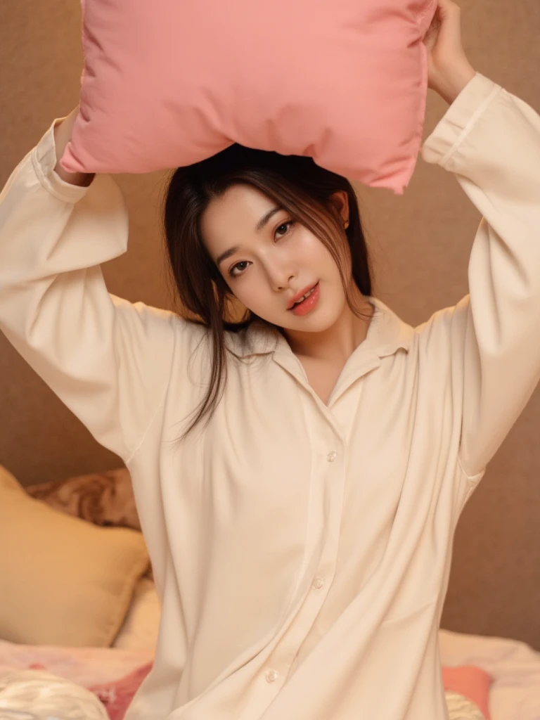 1girl in seethrough pajamas sleeping in a king bed