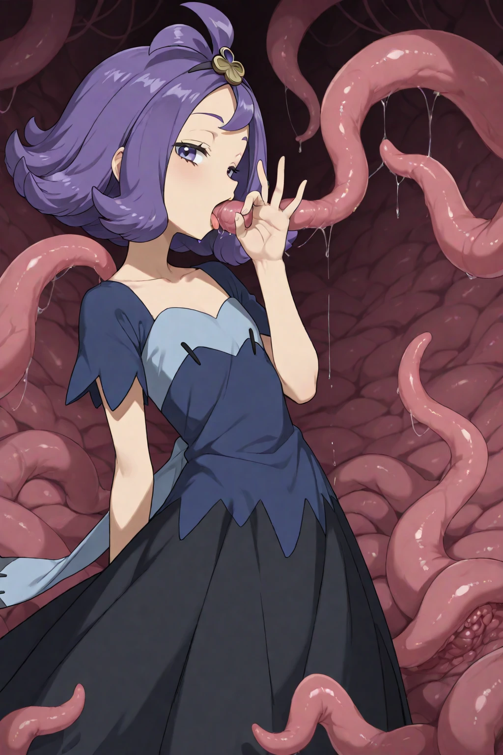 Tabletop, Highest quality, 1 girl, alone,, ,Medium chest,NSFW,Tentacles,,((vagina )),((Sex))、Expressionless、(Excess semen)、vaginaから溢れる精液、vagina、（Standing Sex)、、（15 years old）,(tentacle sex)、