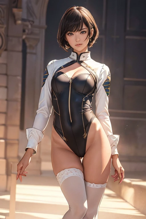 (black short dress:1.3), (spread your legs:1.0), (showing panties:1.0), (white panties:1.4), (black long boots:1.8), (black hair band:1.4), (beautiful face:1.5), (detailed face:1.2), (masterpiece, best quality:1.4), (In the ruined big city), (remains of large machinery:1.5), (fight against mechanical lifeforms:1.5), (full body shot:1.3), (1girl), (have a big sword:1.7), solo, (beautiful european:1.2), yorha no. 2 type b, (white short hair:1.5), hyperrealistic, high detailed skin, high quality, highly detailed face, highly detailed skin, skin pores, subsurface scattering, realistic pupils, medium breast, full face blush, full lips, detailed background, depth of field, volumetric lighting, sharp focus, absurdres, realistic proportions, good anatomy, (realistic, hyperrealistic:1.4)